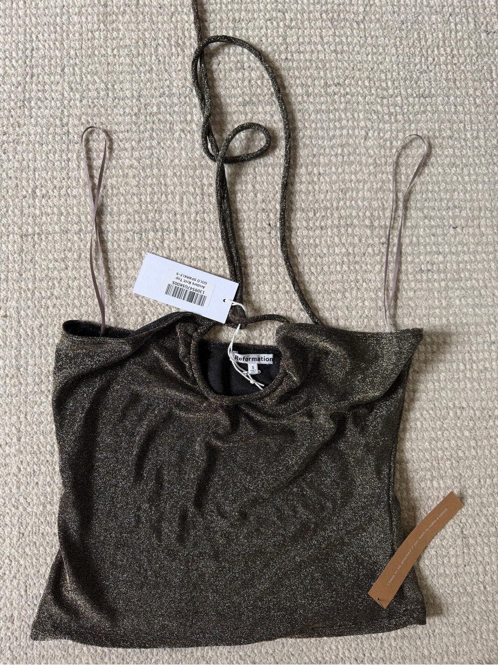 Reformation Metallic Bronze Halter-Cami